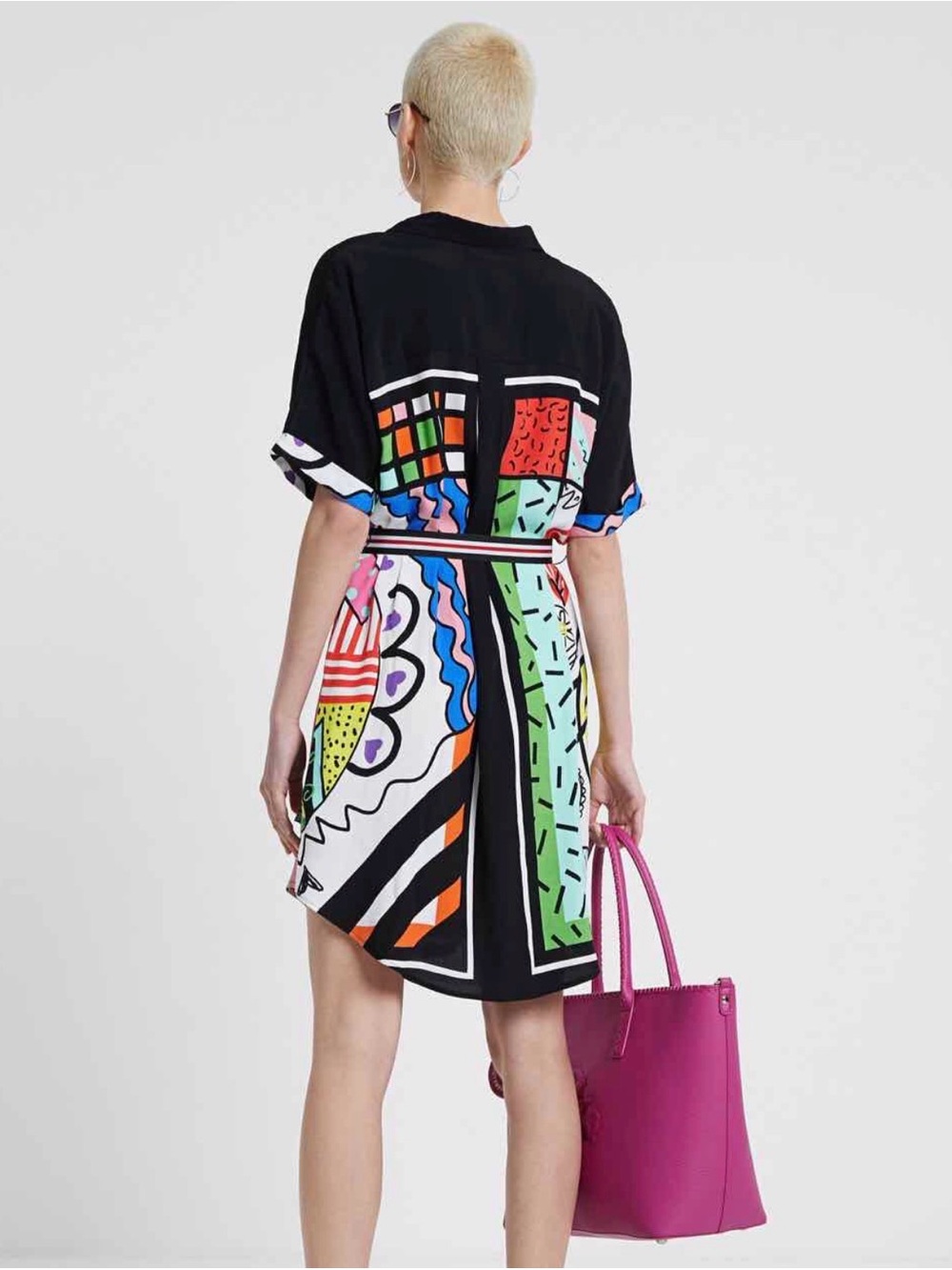 SOLD 🌟 DESIGUAL | Multicolor Graphic Button-Up Shirt Dress - Picture 2 of 10